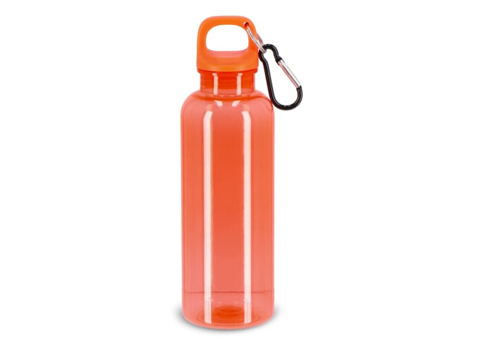 Bouteille promotionnelle 500ml R-PET avec mousqueton Transparent Orange